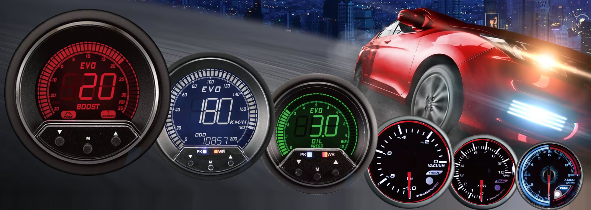 performance car gauges banner
